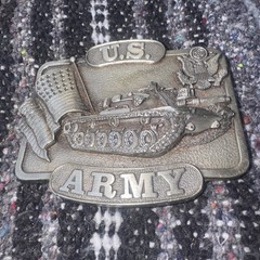 Belt Buckle Bergamot Brass Works US Army Tank Military Patriotic USA Made 1982