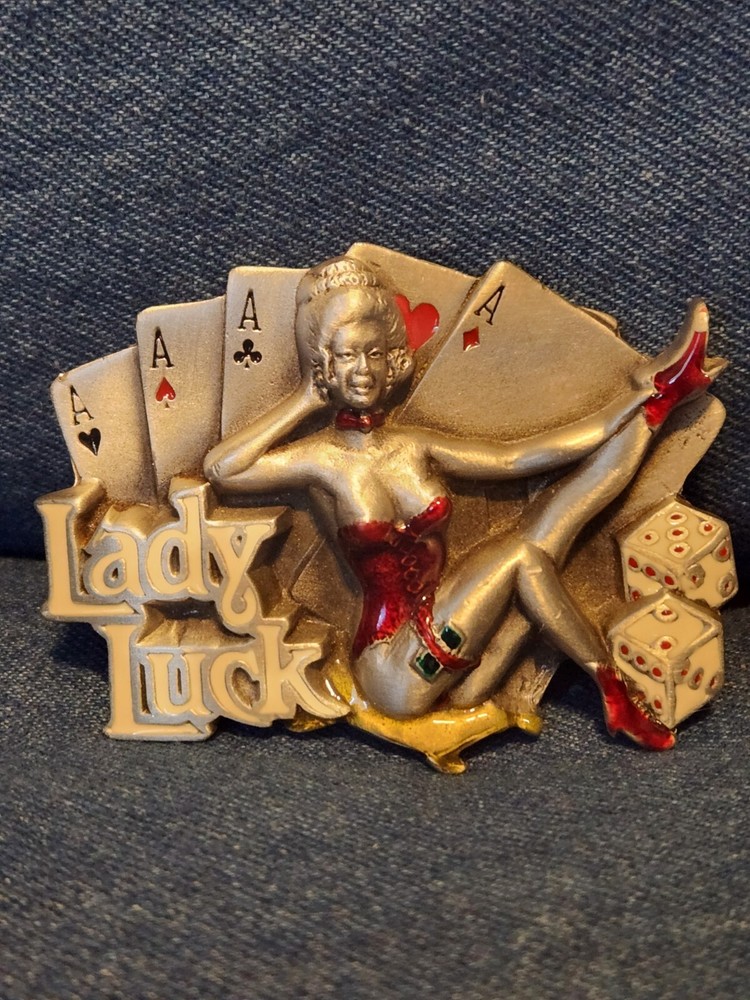 Vintage – Lady Luck – Belt Buckle – Dragon Designs – 1991