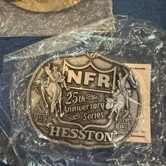 Lot of 2 Vintage 80s National Finals Rodeo NFR Hesston Belt Buckles 82 83