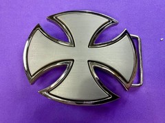Maltese Celtic Iron Cross Gothic Punk Biker Vibe Cutout Silver Tone Belt Buckle
