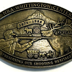 Vintage Brass Belt Buckle NRA Whittington Center 1973-1988 Made in USA