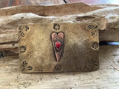 Copper And brass, Coral Heart Belt Buckle