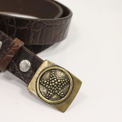 Rectangular Belt Buckle With Star Antique Brass Classic Timeless
