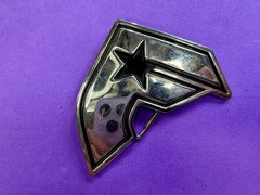 Famous Stars and Straps F Logo Belt Buckle Silver Black Metal Y2K