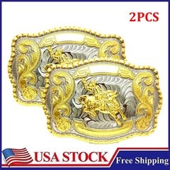 2PCS WESTERN SHINE BELT BUCKLE MEN BULL RIDE RODEO ANIMAL HUGE RODEO BIG COWBOY