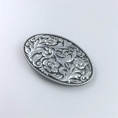 Antique Brushed Silver Western Flower Cowgirl Oval belt buckle also Stock in US