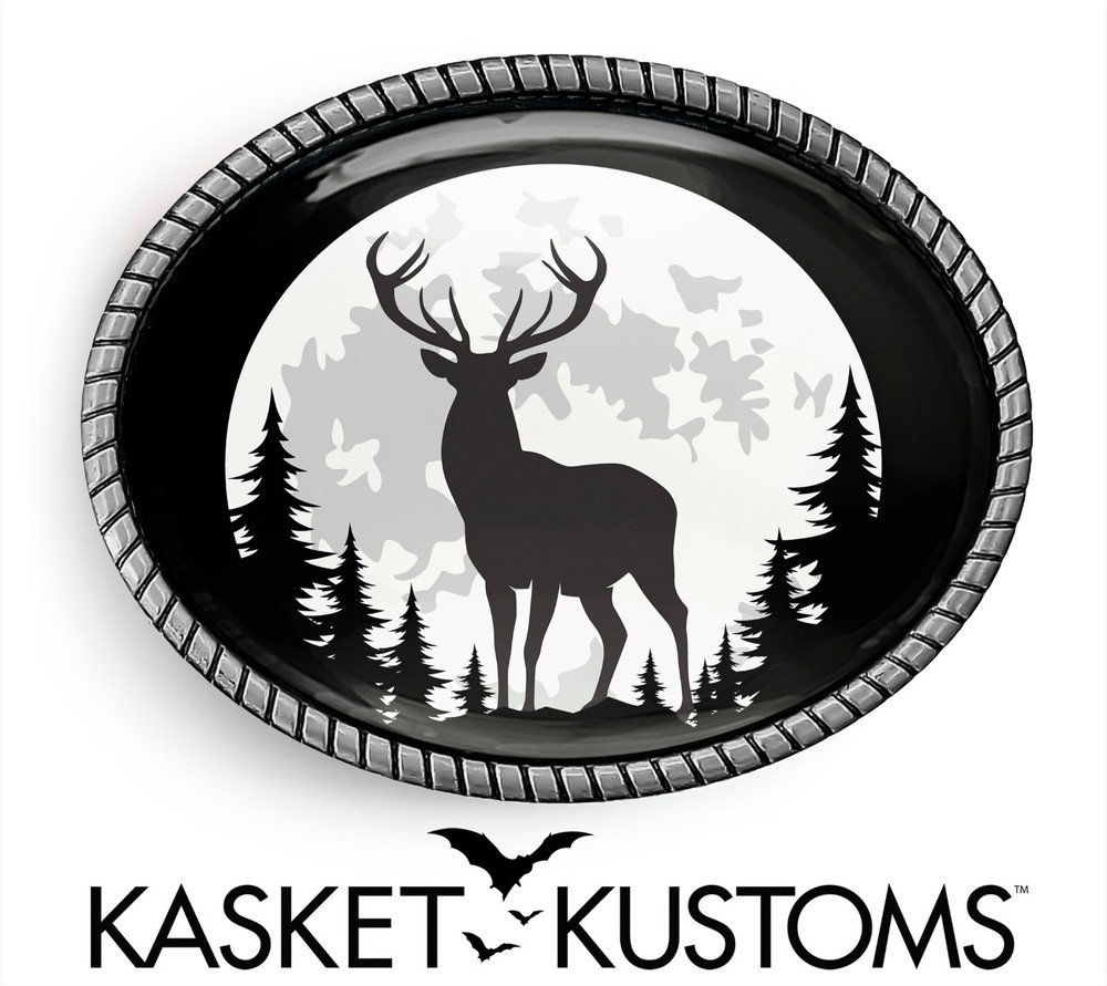 Deer Belt Buckle – Nature Lover Hunter Handmade Oval Belt Buckle – 646