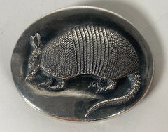 Vtg James Avery 9 Banded Armadillo Sterling Silver Belt Buckle Retired AMAZING