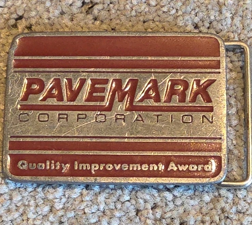 Vintage 1990&rsquo;s Belt Buckle Pavemark Corporation Quality Improvement Award CD Hit
