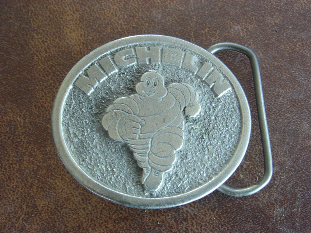 Vintage Advertising Logo Michelin Man Belt Buckle 2 3/8&Prime; Wide NICE ENV
