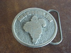 Vintage Advertising Logo Michelin Man Belt Buckle 2 3/8&Prime; Wide NICE ENV