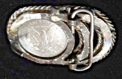 1891-O Morgan Silver Dollar Lady Liberty Coin Belt Buckle