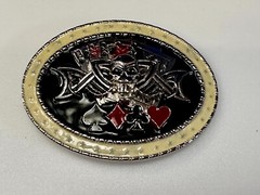Lucky Gambling Skull Straight Flush Poker Playing Card 4 Queen&rsquo;s Belt Buckle