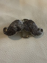 Buckle Rage Handlebar Mustache Novelty Belt Buckle Silver Tone Hipster Kitsched