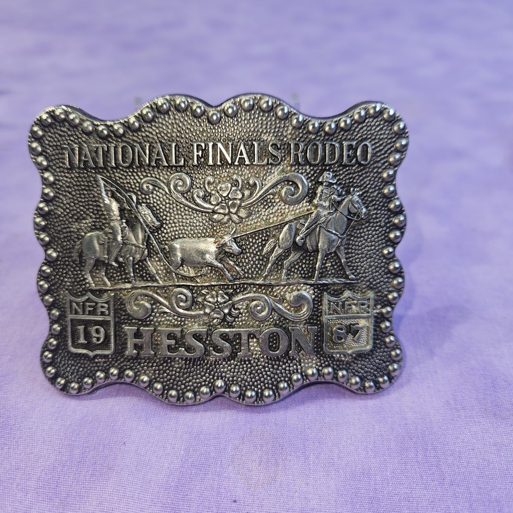 1987 National Finals Rodeo HESSTON Belt Buckle, Design By Fred Fellows, Ltd Ed.