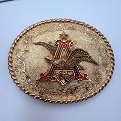Vintage 1978 Budweiser A&Eagle Belt Buckle Paimtree Gold Tone Collectible Beer