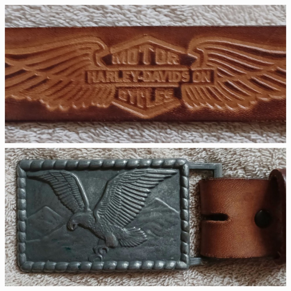 Harley Davidson 70&rsquo;s AMERICAN Bald Eagle General Leather Pewter Belt Buckle USA