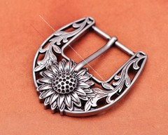 Retro Silver Big Sun Flower Leather Belt Buckle Replacement Fit 1.5 Inch Strap