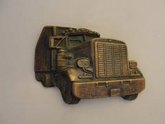 Vintage Semi Truck Brass Belt Buckle
