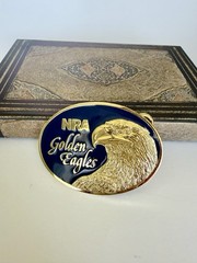 NRA Golden Eagles Oval Western Belt Buckle Metal Gold