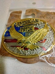 Patriotic! American Pride Eagle in flight, with U.S Flag metal belt Buckle, New!