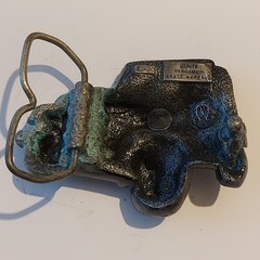 Vintage 1978 « 4×4 » 3D Pewter Jeep Bergamot Brass Works Belt Buckle # J-39