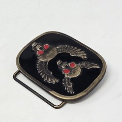 Craftmaster Industires Double Skull With Wings & red Eyes Belt Buckle Metal