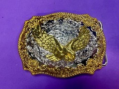 Western American Pride USA Bald Eagle Majestic Flying Two Tone Belt Buckle