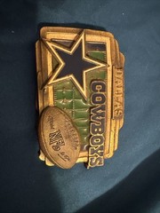 vintage 1990s belt buckle DALLAS COWBOY football BRASS enamel WESTERN 1980s
