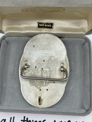 Hand Engraved BHJ CO. Sterling and 10k multi color gold Belt buckle Used