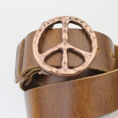 Dark Silver Peace Belt Buckle, Vintage Interchangeable Buckle in Retro Style