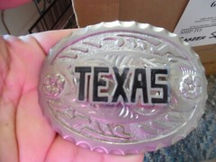 Silver & black Texas belt buckle 4&Prime; x 3&Prime;