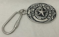 3 piece set Texas Seal Set: Belt Buckle, Bolo and Key Ring (Silver)