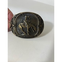 Montana Silversmiths End of the Trail Brass Belt Buckle 3.5&Prime; Horse Rider Oval