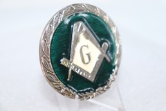 FREEMASON « G » BELT BUCKLE with Green Enamel Men’s Belt Buckle-Masonic 2008