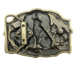 Howling Wolf Belt Buckle Western Cowboy Native American (WLF-04-G)