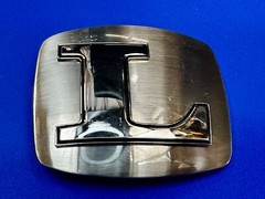 Custom Initial Letter L Silver Tone Outlined Reflective Men Women Belt Buckle