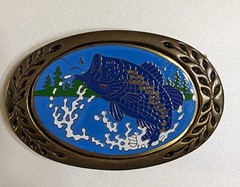 Vintage Bass Jumping Out Of Water Belt Buckle Solid Brass Heritage Buckles &rsquo;70s
