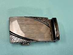 Ornate Flower Swirl Pattern Replacement Silver & Black Color Belt Buckle