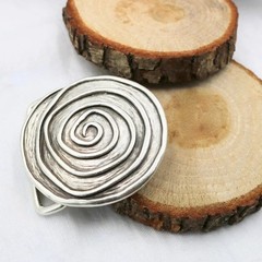 Round Belt Buckle With Asymmetrical Spiral, Irregular Design