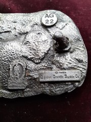 Screaming Eagle on motorcycle Enameled Belt Buckle Arroyo Grande Buckle Co 1989