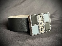 Handmade Military Star Glass Tile Belt Buckle OOAK Darren McNeese Gothic