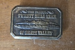 US Borax 1985 The Famous Twenty Mule Team of Death Valley Mining Belt Buckle