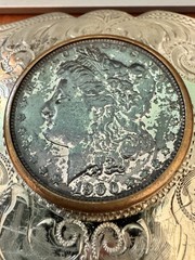 COMSTOCK Vintage German Silver Belt Buckle Morgan Dollar Indian Buffalo Nickel
