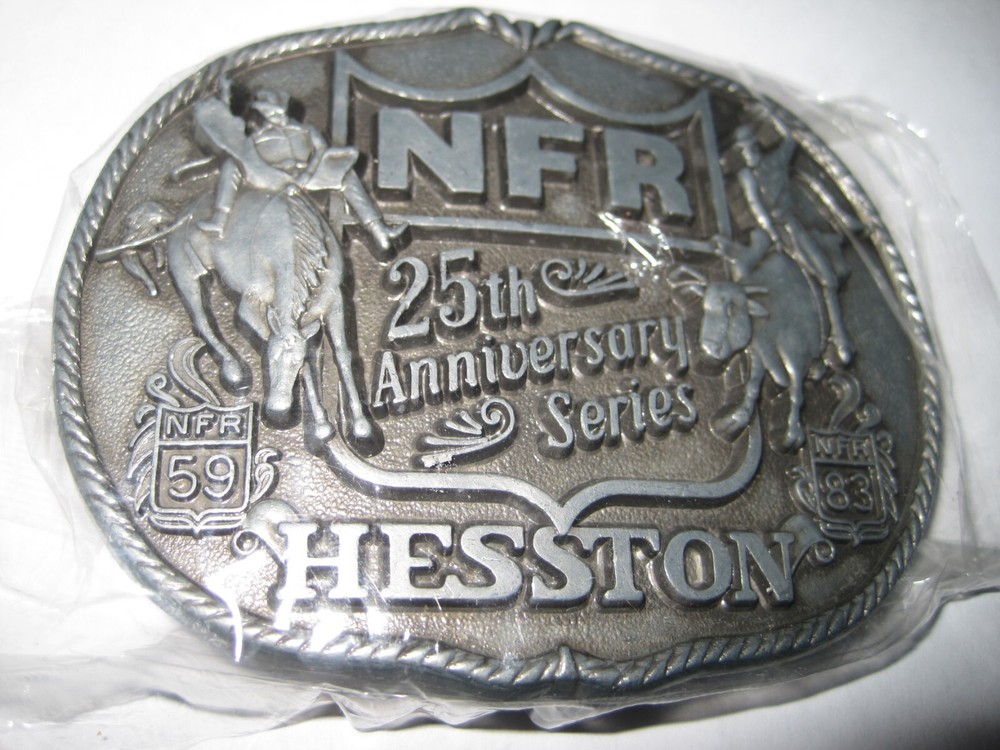 National Finals Rodeo Hesston 1983 NFR Adult Cowboy Buckle New in Plastic