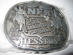 National Finals Rodeo Hesston 1983 NFR Adult Cowboy Buckle New in Plastic