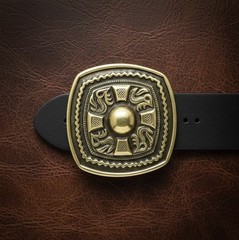 Cross Coat of Arms Belt Buckle with Cross, Medieval, Knight Style, Antique Brass