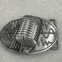 Microphone Sound Wave Belt Buckle Retro Music Rockabilly Metal