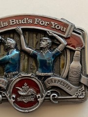 Vtg Anheuser-Busch Budweiser Belt Buckle 1987 American Carpenter Salute C-175