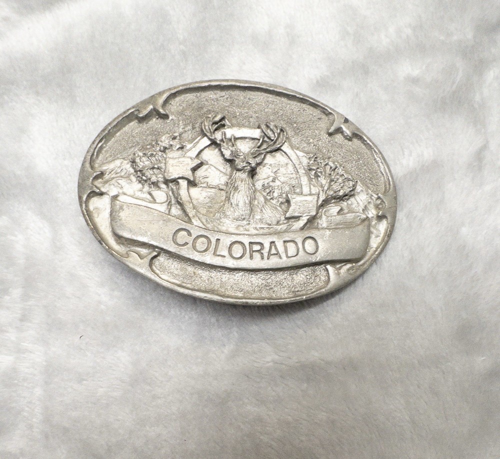 Vtg 1984 Paula Freed Artist Colorado Western Belt Buckle 3”x2.25”